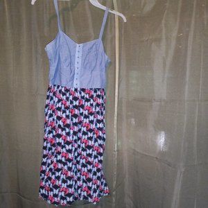 Spaghetti Strap Jean Top Butterfly Dress